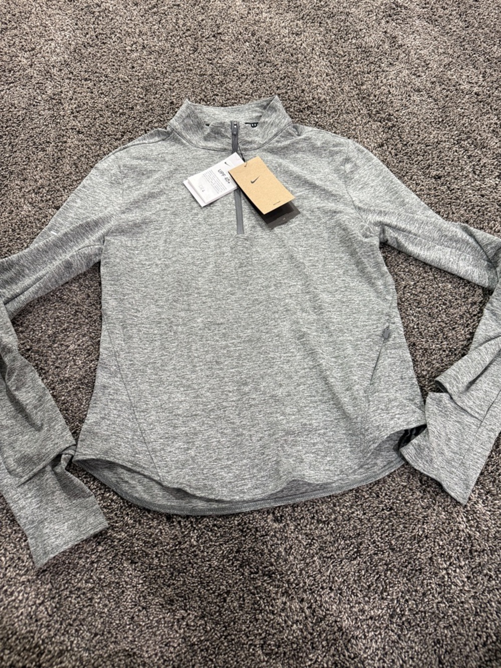 Nike Women’s swift dri fit uv Gray Quarter-Zip Pullover. NWT